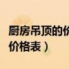 廚房吊頂?shù)膬r格一般是多少（我想問廚房吊頂價格表）