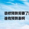 裝修預(yù)算需要了解哪些知識 有哪個知道裝修一般包括哪些 誰有預(yù)算表啊 