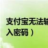 支付寶無法輸入密碼怎么回事（支付寶無法輸入密碼）