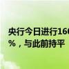 央行今日進行1608億元7天期逆回購操作，中標(biāo)利率為1.70%，與此前持平